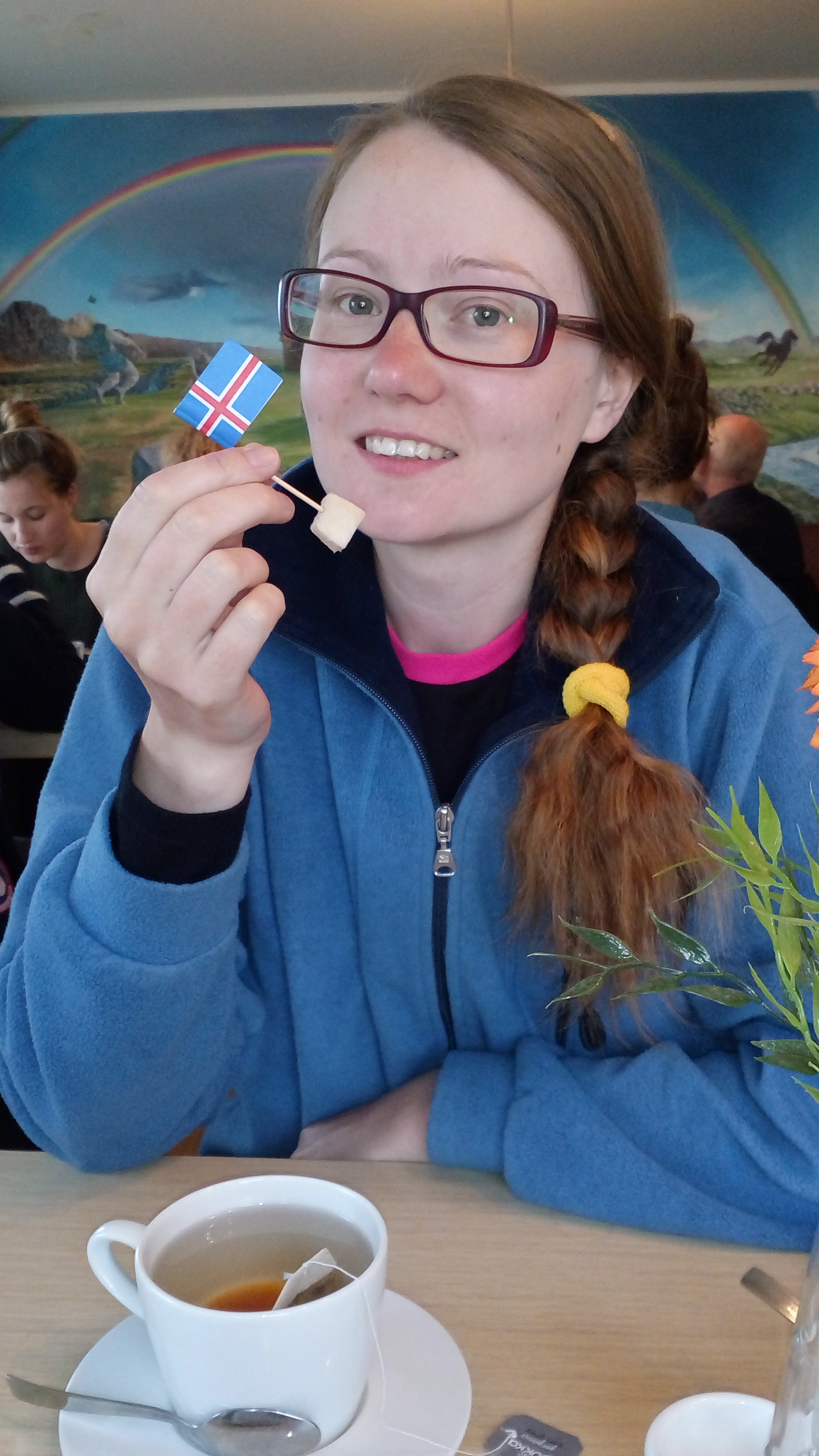 fermented shark, tasting of fermented shark, iceland budget, cheap iceland, girl eating shark, beautiful girl tasting fermented shark